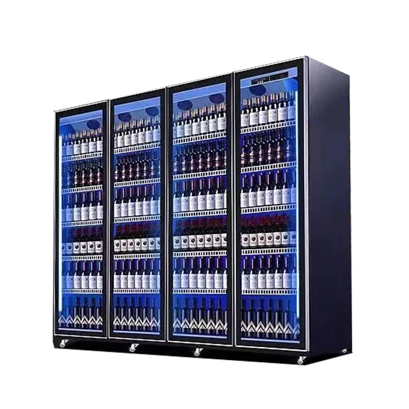 Large Capacity 4-Door Glass Refrigerator for Restaurant Use Single-Temperature