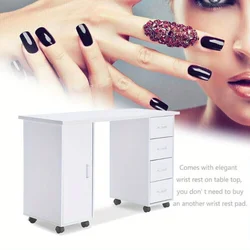 Nail Table Portable Manicure Station Desk Spa Beauty Salon Table W/ 4 Drawers