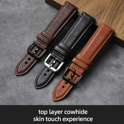 Handmade Head Layer Cowhide Leather Strap 18 19 20 21 22MM Brown Black Genuine Leather Vintage Style Bracelet Men Italian