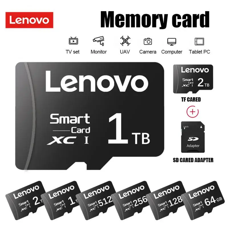 Lenovo Memory TF Card 128GB 256GB 512GB SD/TF Flash Memory Card 1TB 2TB 64GB Micro TF/SD Flash Card For Phone Ps5 Dropshipping