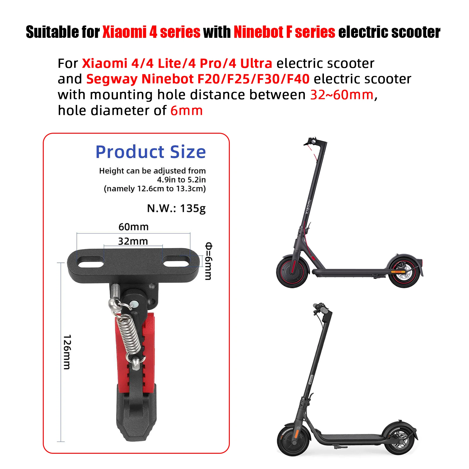 Ulip V2.0 Scooter Kickstand Foot Support Adjustable Side Parking Stand Accessories For Xiaomi 4 Series & Ninebot F20 F25 F30 F40