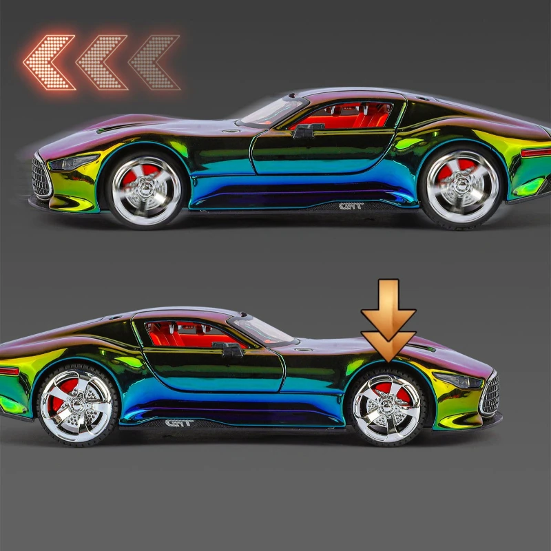1:32 Vision GT Concept Sports Car Model Diecast Metal Sound Light Pull Back Simulation Vehicle Models Ornaments Gift