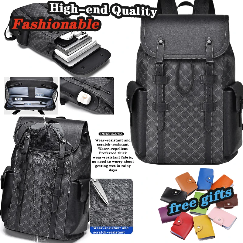 

Backpacks for Men and Women Casual Textured Business Computer Bag High-end Old-fashioned Travel Waterproof Anti-theft School Bag