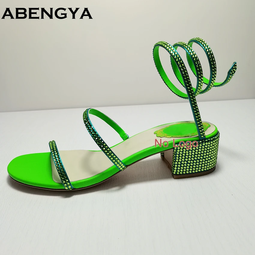 

Summer High Heels Sandals Women's Shiny Crystal Snake Shaped Winding Wedding Shoes Sexy Thin Heels Open Toe Gladiator Sandalias