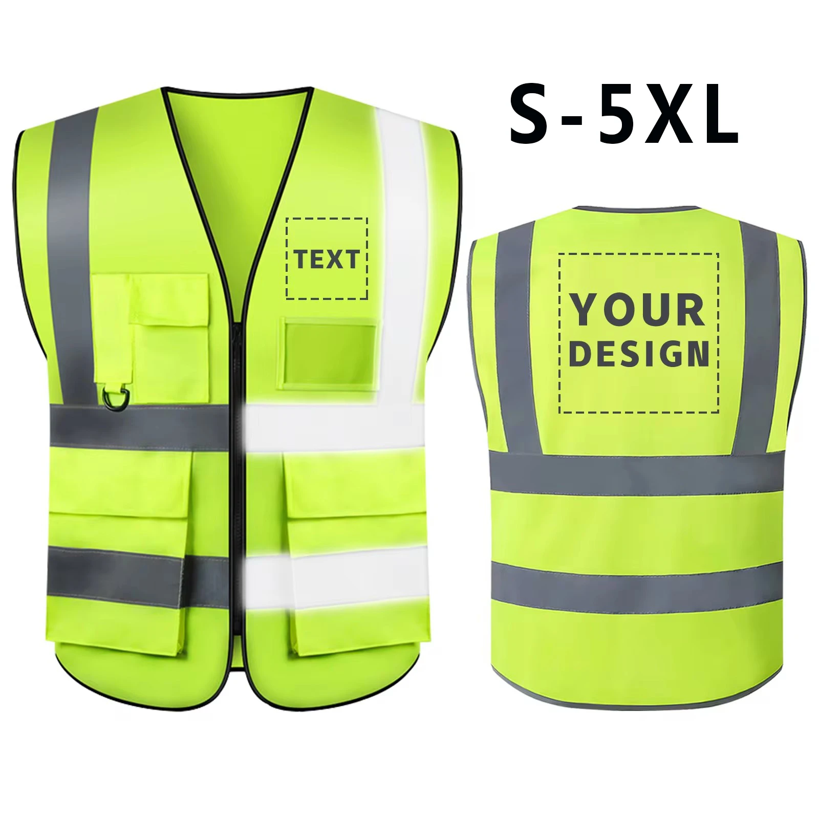 

High Visibility Reflective Safety Vest Fabric Large Pocket Construction Worker Work Clothes Night Riding Reflective Vest