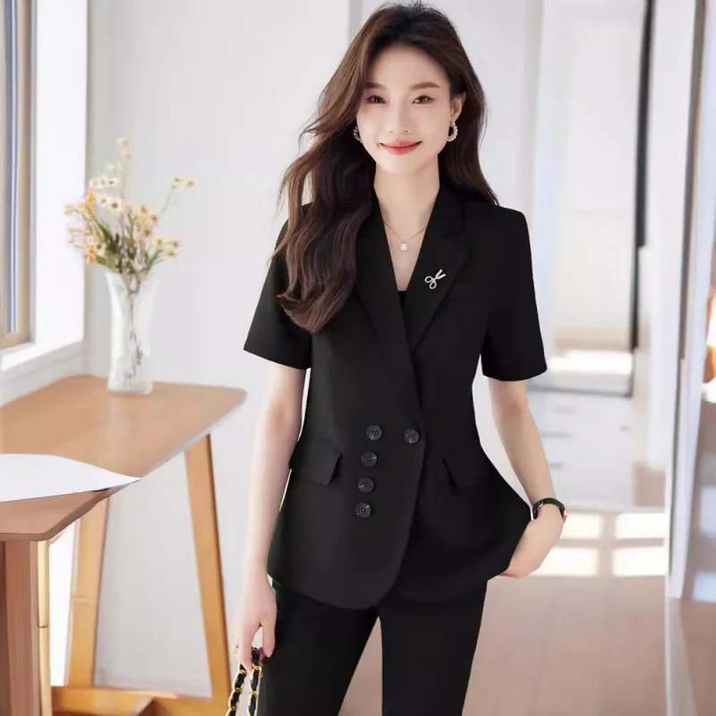 2024Spring and Summer Short Sleeve Suit Women's Design Sense Small Workwear Temperament Professional Building Sales Department W