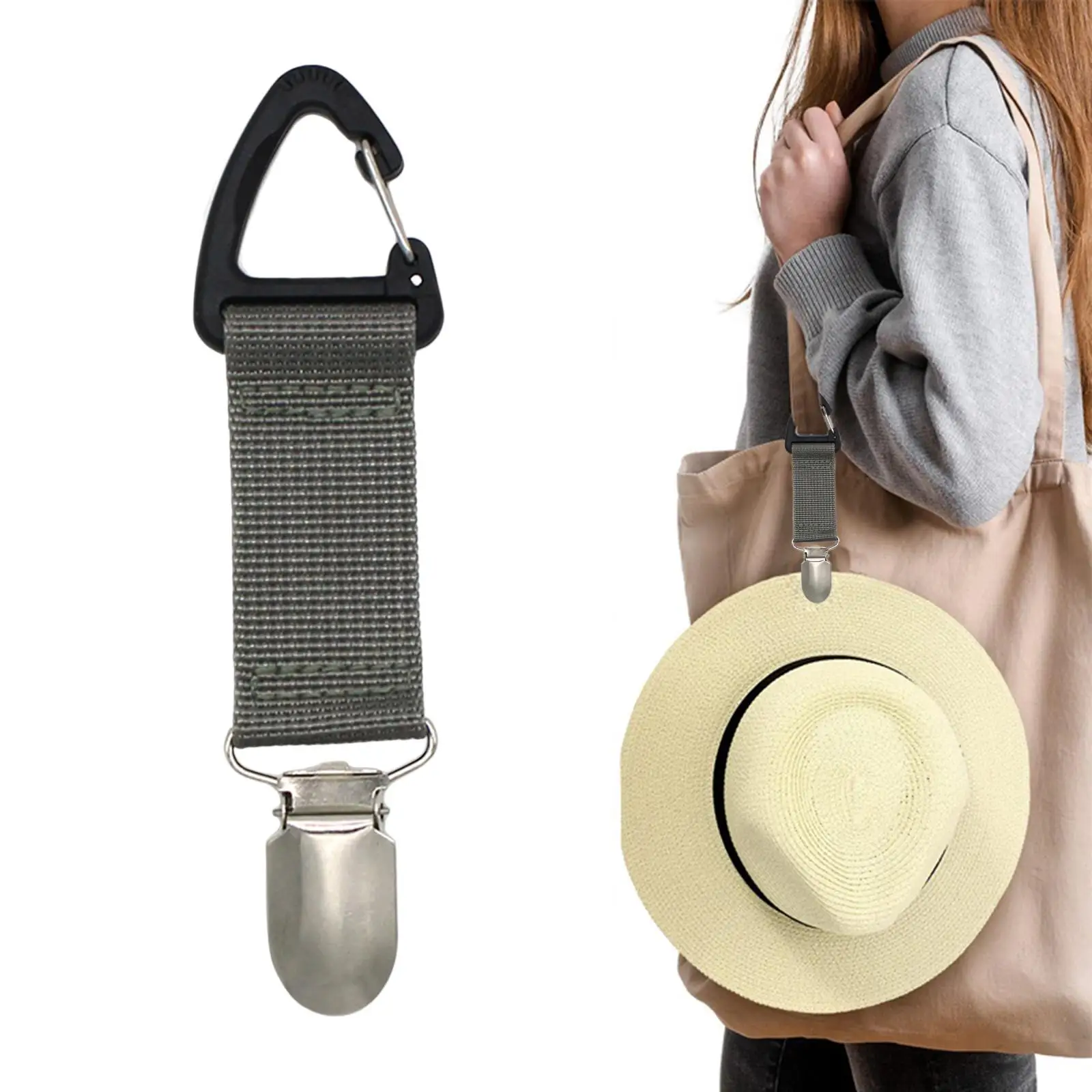 Reise-Hut-Clip aus Segeltuchmaterial, tragbarer Huthalter für Geldbörsen, Rucksäcke und Gepäck im Freien