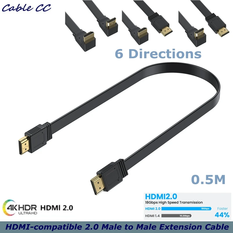 

Flat High-Definition High-Speed HDMI - compatible With 2.0 Version Connection Cable Supporting 4K 60Hz 3840 × 2160 Resolution