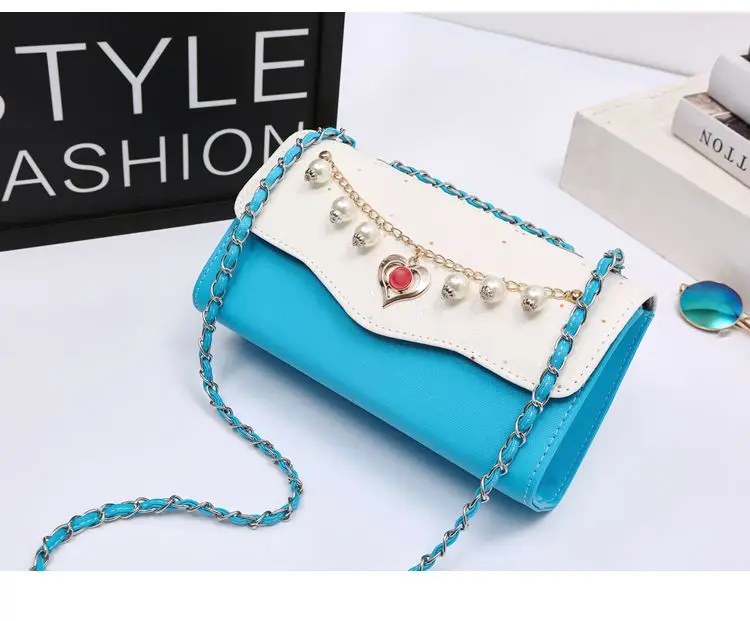 Fashion Women's Bag Commuting Shoulder Bag Crossbody Bag Summer Love Chain Purse Simple Color Matching Small Square Bag