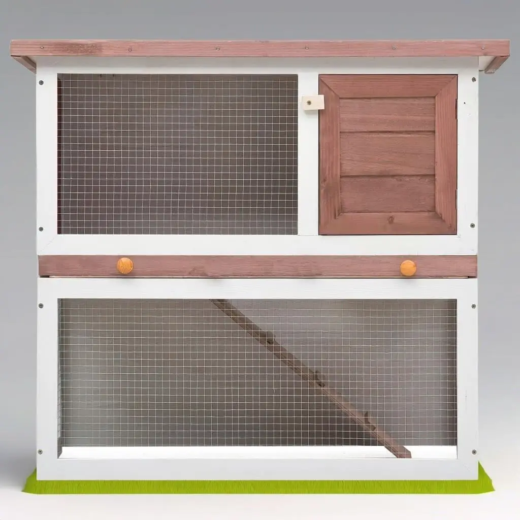 Wooden Outdoor Rabbit Hutch with Single Door – Durable Brown Small Animal Shelter