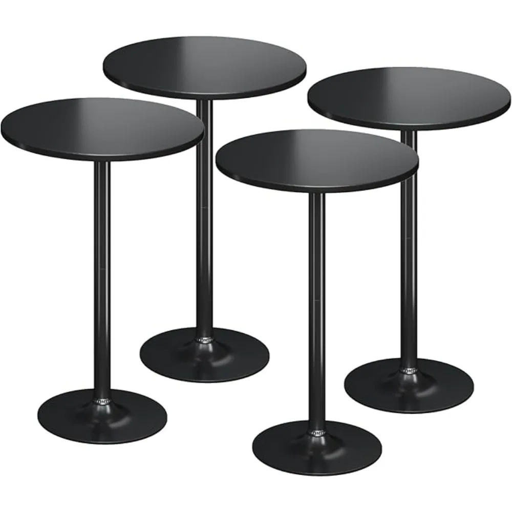 

Round Bistro Pub Table 4 Pack Modern Style Metal Base MDF Top Cocktail Bar Table Counter Bar Height for Pub, Dining Room