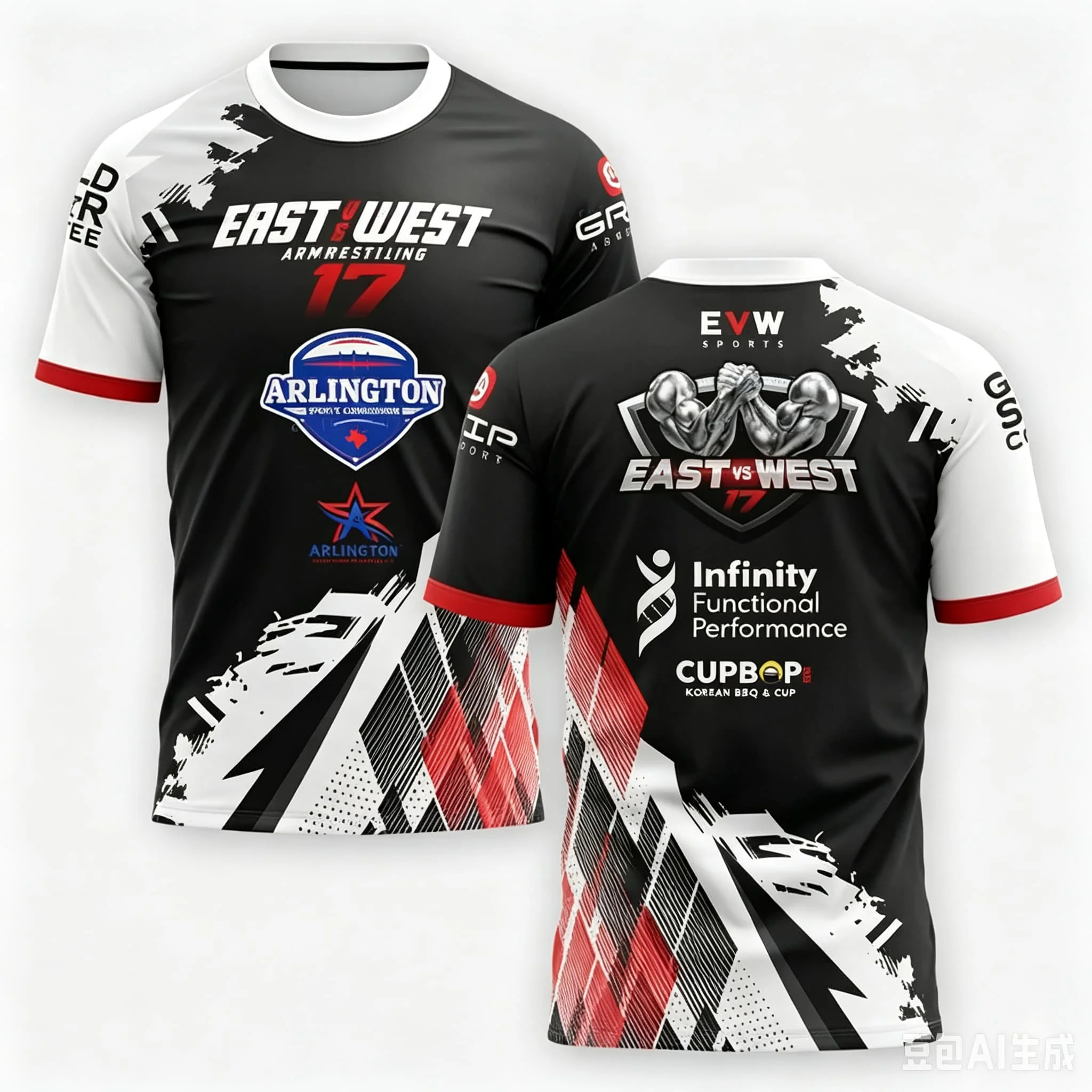 The East Vs West Series 24 Armdrücken T-Shirt Atlantic City Sporttrikot Herren Schnelltrocknend Fitness Gym T-Shirt Familien-Set – Detail 7
