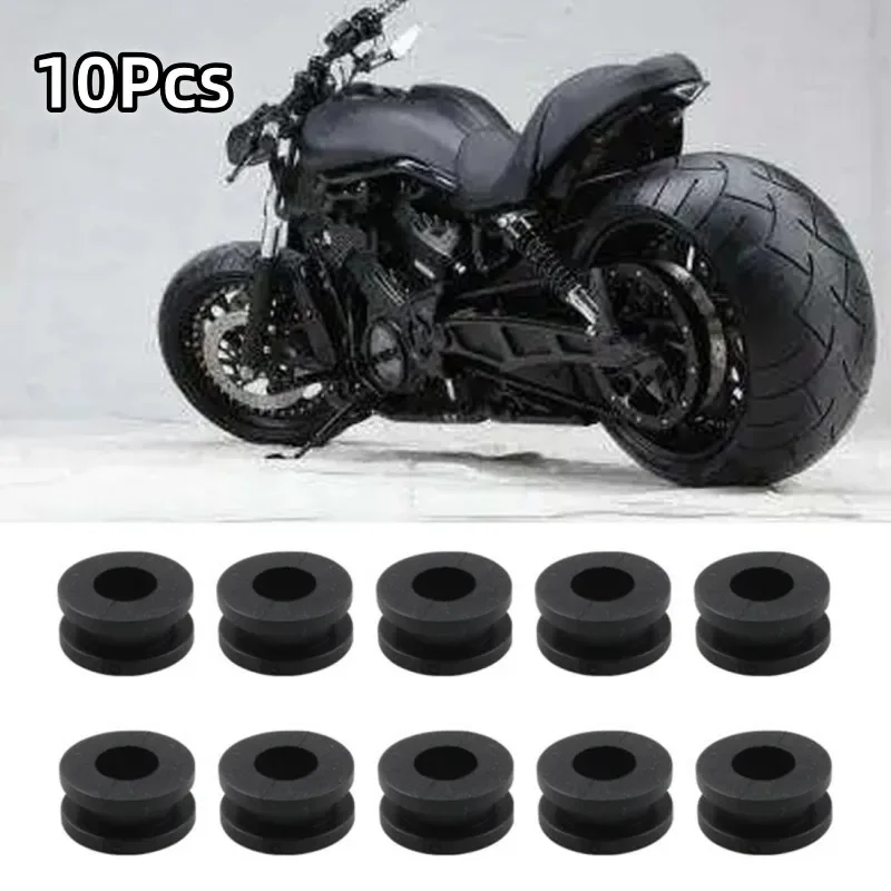 10pcs Black motorcycle side cover rubber gaskets motorcycle accessories fairing side cover gasket circular plastic rubber ring