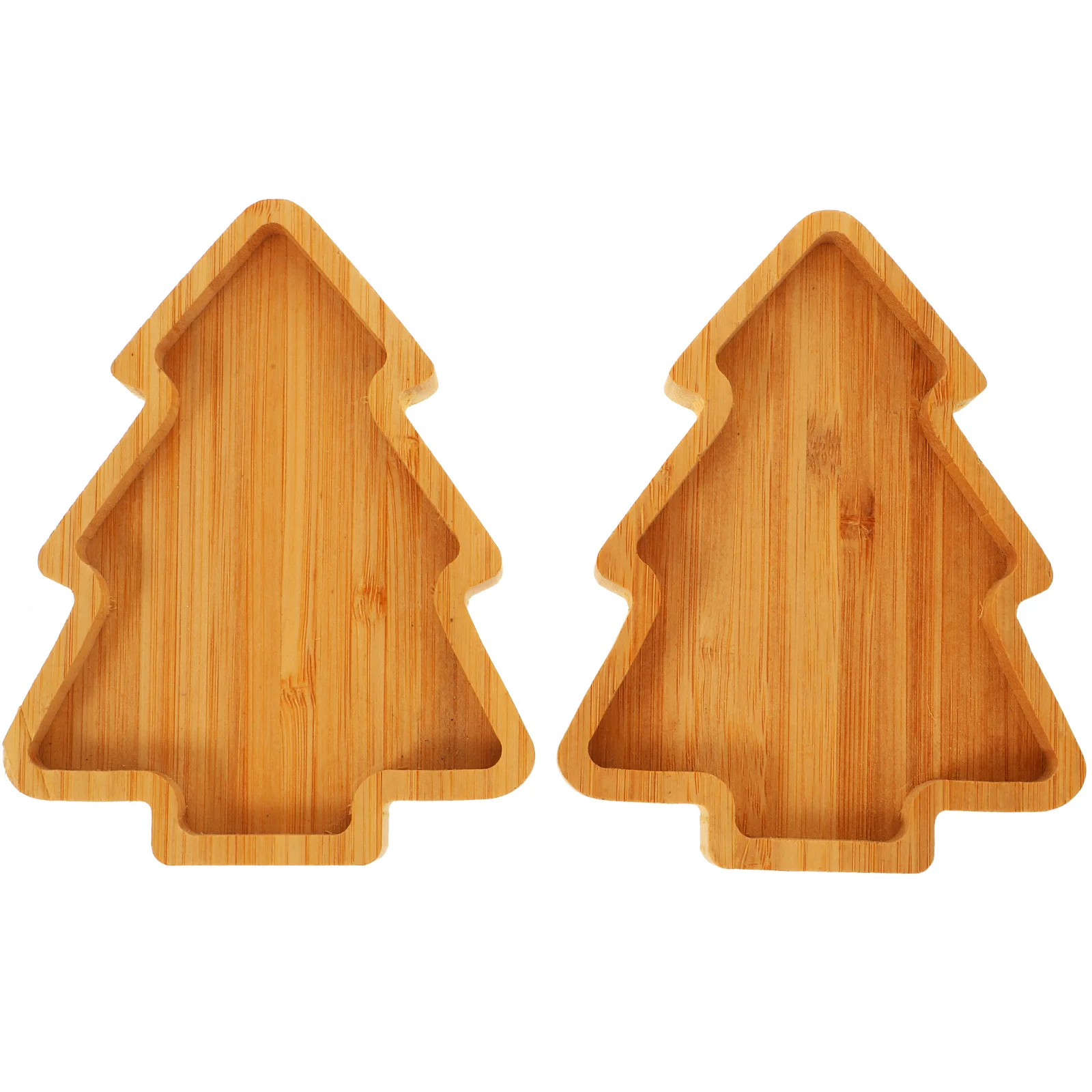 

2Pcs Sustainable Bamboo Children Fruit Plate Xmas Tree Shaped Tray for Snacks Nuts Candies Dessert Serving Christmas Tree Plate