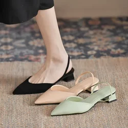 New Fashion Summer Women Pumps Woman Buckle Beige Single Shoes Square Heels Comfortable Dress Party Shoes