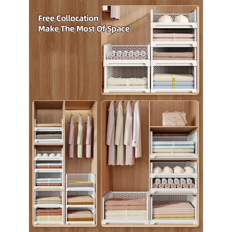 Drawers Clothes Storage Organizer Shelf Wardrobe Organizer Layered Organizers of Cabinets and Pull-out type Closet Storage