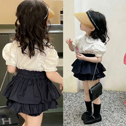 Children's Clothing Sets Puffy Sleeve Short Sleeve Shirt + Bud Shorts Baby Girl Clothes Kids Boutique Clothes for 3 To 7 Years