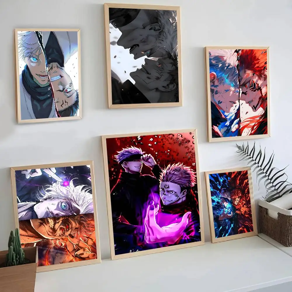 Anime Jujutsu Kaisen Gojo And Sukuna Poster Self-adhesive Art Waterproof Paper Sticker Coffee House Bar Room Wall Decor view 2