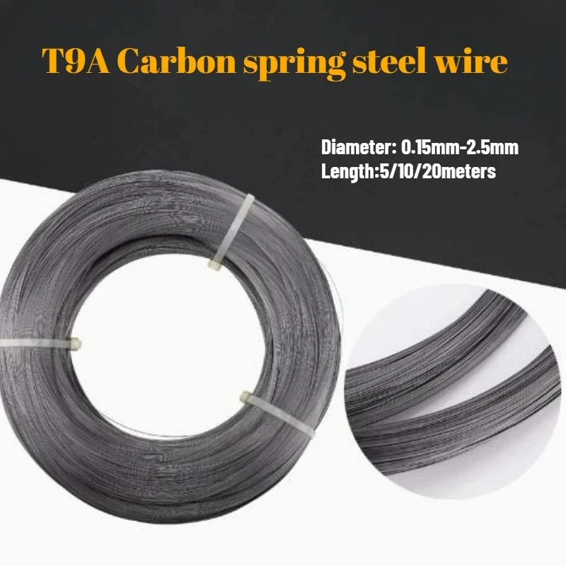 T9A High Strength Spring Steel Wire 0.15-2.5mm Single Strand High Carbon Black Music Wire DIY