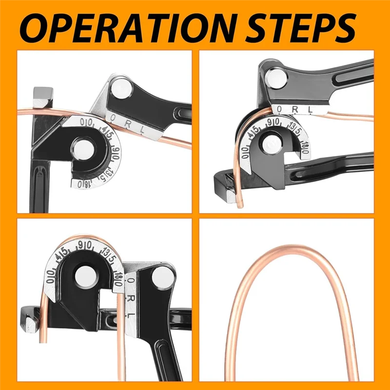 -Coladora de tubos A14E - Dobladora de tubos 3 en 1 de 180 grados adecuada para doblar tubos de cobre, latón y acero de 1/4 pulgadas, 5/16 pulgadas, 3/8 pulgadas OD
