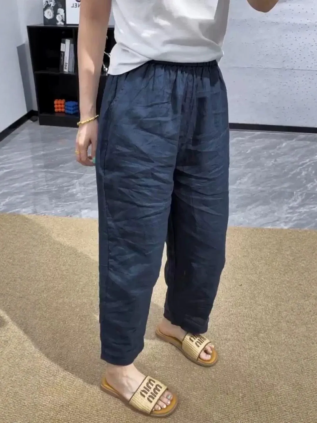 Slimming Loose Wide Leg Harem Pants Women's Summer Thin Large Size Pear Shape Body Loose Nine Points Casual Trousers