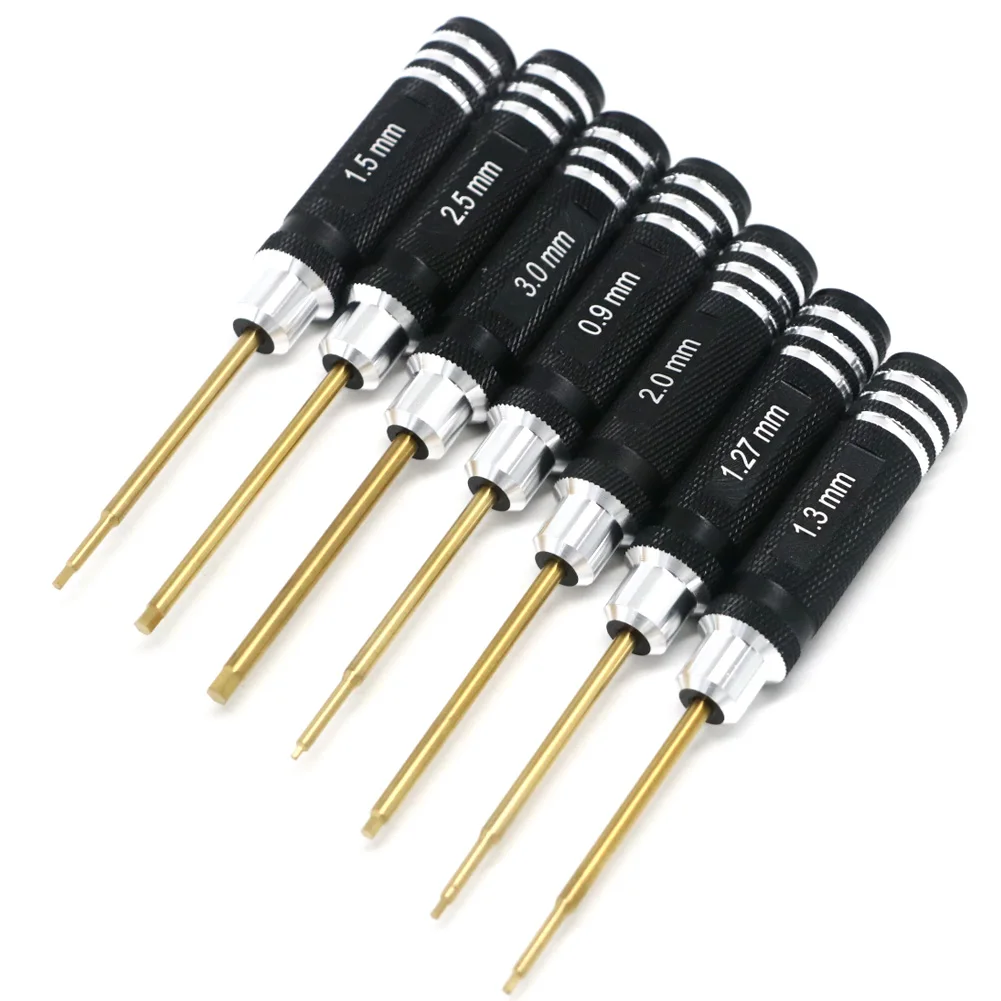 7pcs Titanium Plating Mini Precision Hex Screwdriver Tool Set Allen Driver for RC Helicopter Drone Aircraft Model Repair Tools