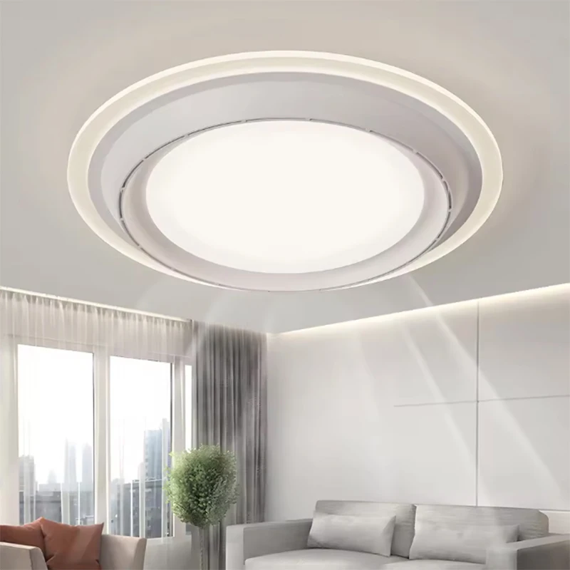 Modern Bladeless Ceiling Fans With Light Bedroom Round Vaneless Bladeless Electric Fan Remote Controls Dimmable Ceiling Lamp Fan