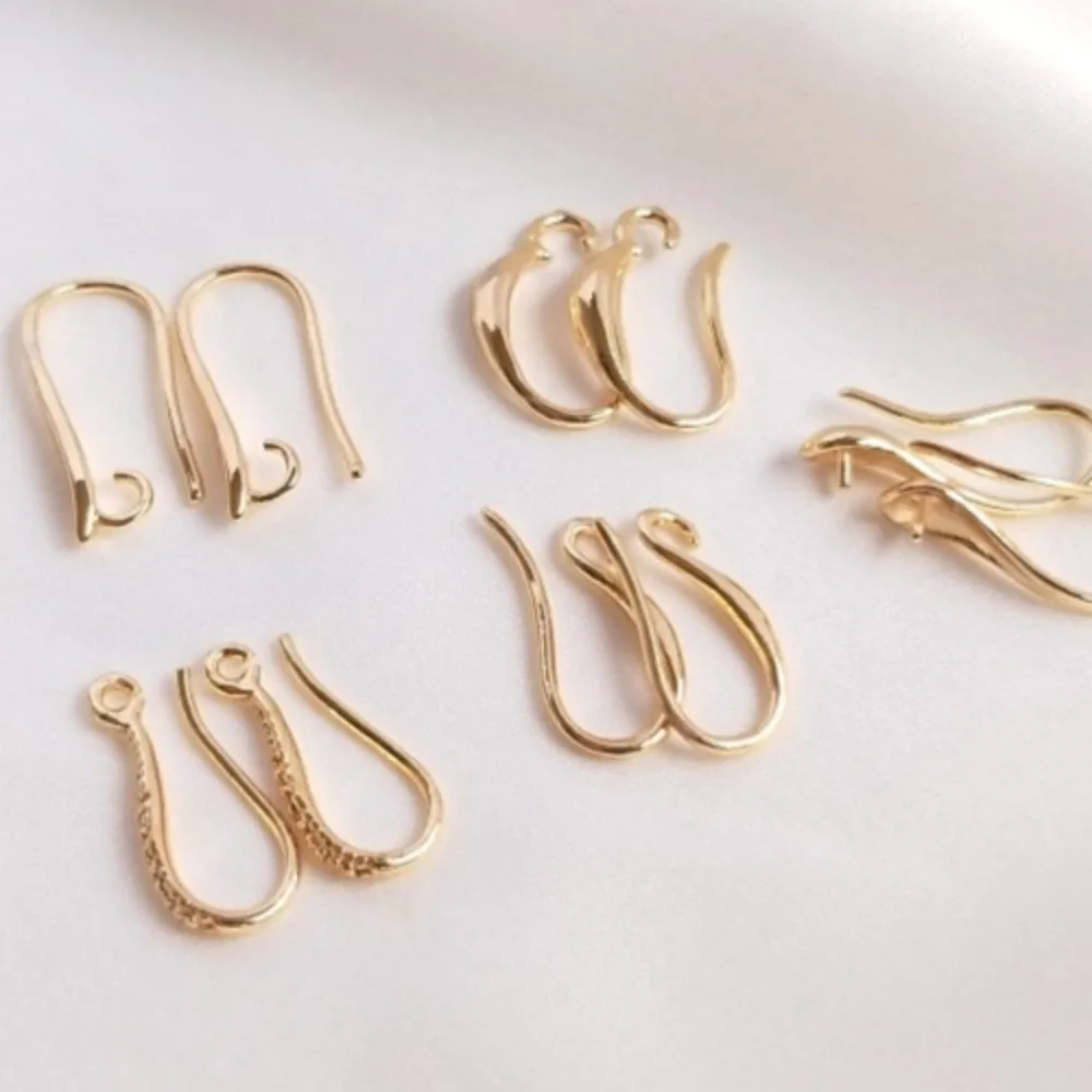 

Copper 14K Gold Color Ear Hook Thickened with Bead Holder Earrings Accessories Handmade Fringed DIY Material