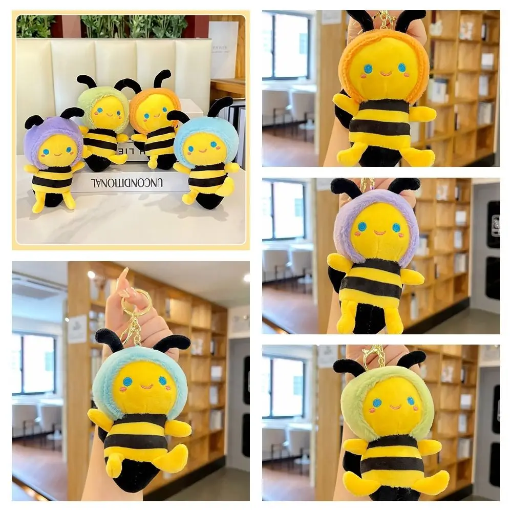 

Little Bee Shape Bee Plush Keychain Stuffed Cotton Cartoon Bee Doll Bag Pendant Funny Creative Plush Animal Bee Keyring