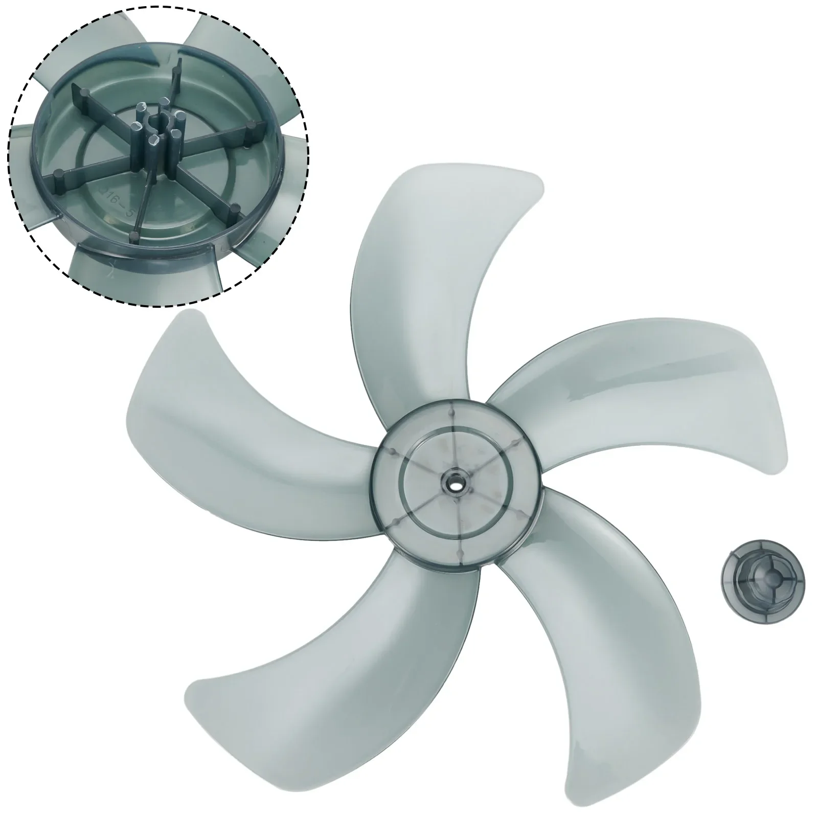 

16 Inch Household Plastic Fan Blade Five Leaves With Nut Cover For Pedestal Floor Mounted Fan Blades Home Improvement