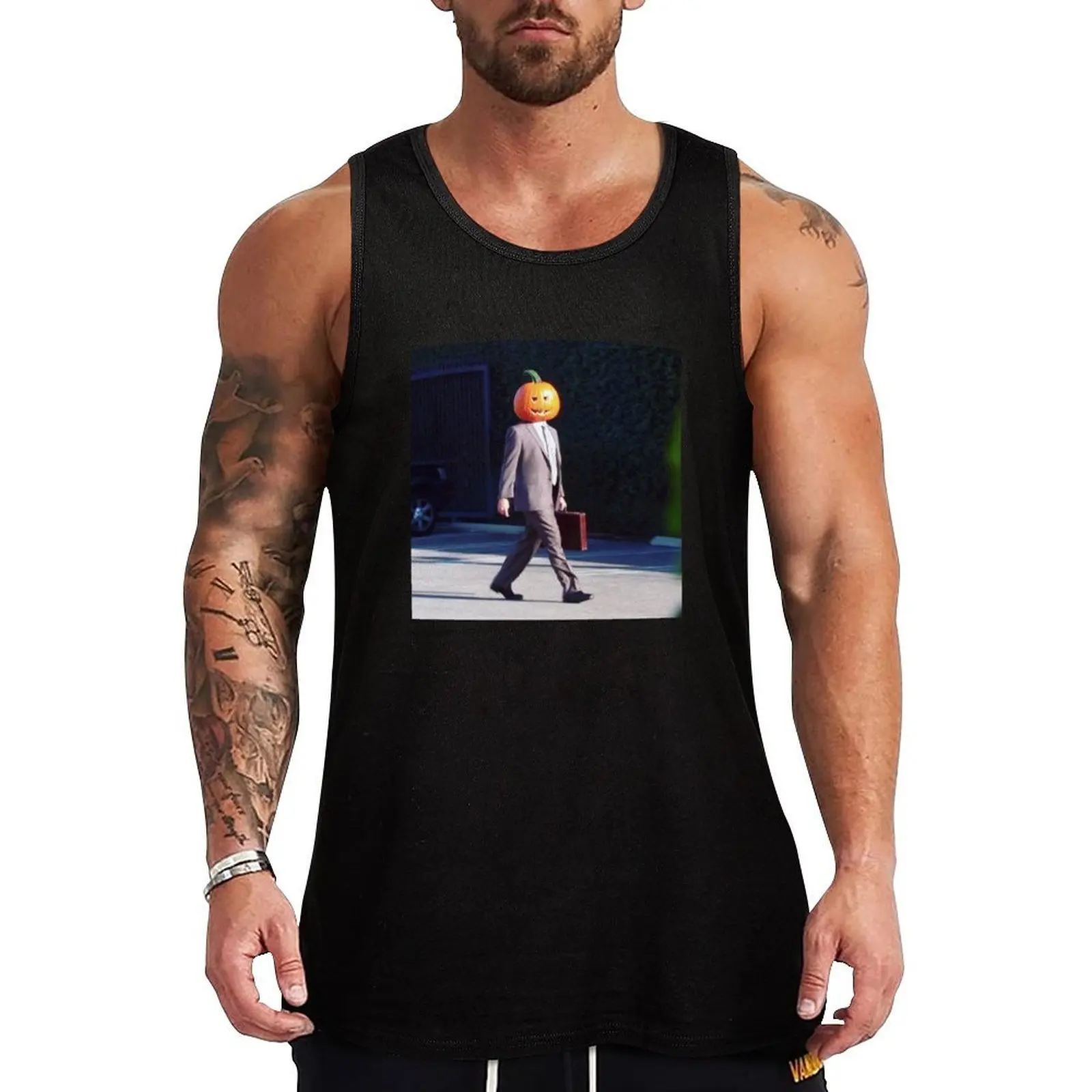 

Dwight Pumpkin Head Tank Top Men's gym sleeveless gym shirt man fitness gym accessories man
