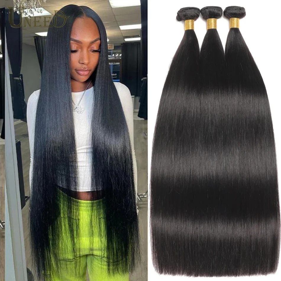 32 Inch 12A Straight Hair Bundles Brazilian Straight 100% Human Hair Weave Bundles Straight Remy Hair Extensions For Black Women