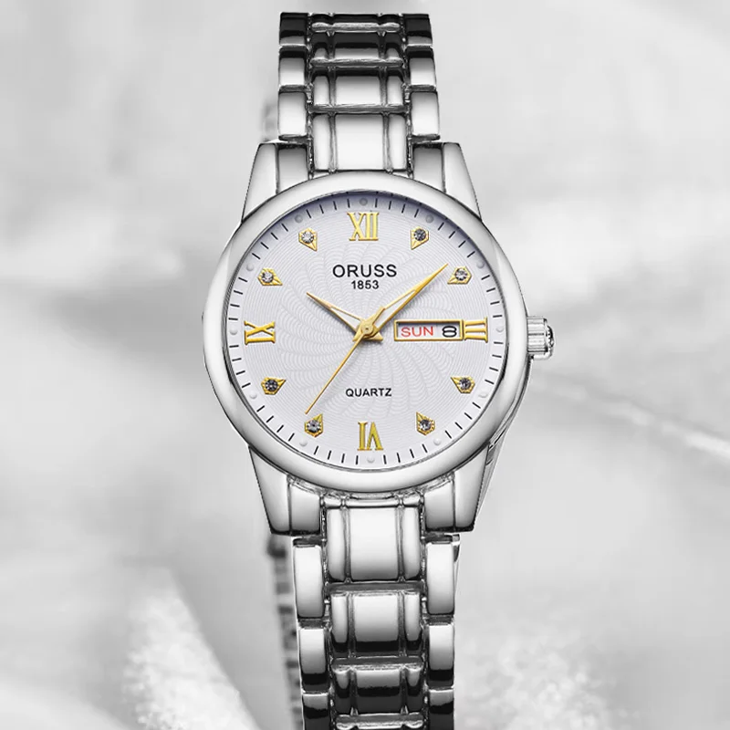 Ins lindo requintado alto nível de aparência relógio feminino moda calendário duplo compacto tudo simples estudante meninas