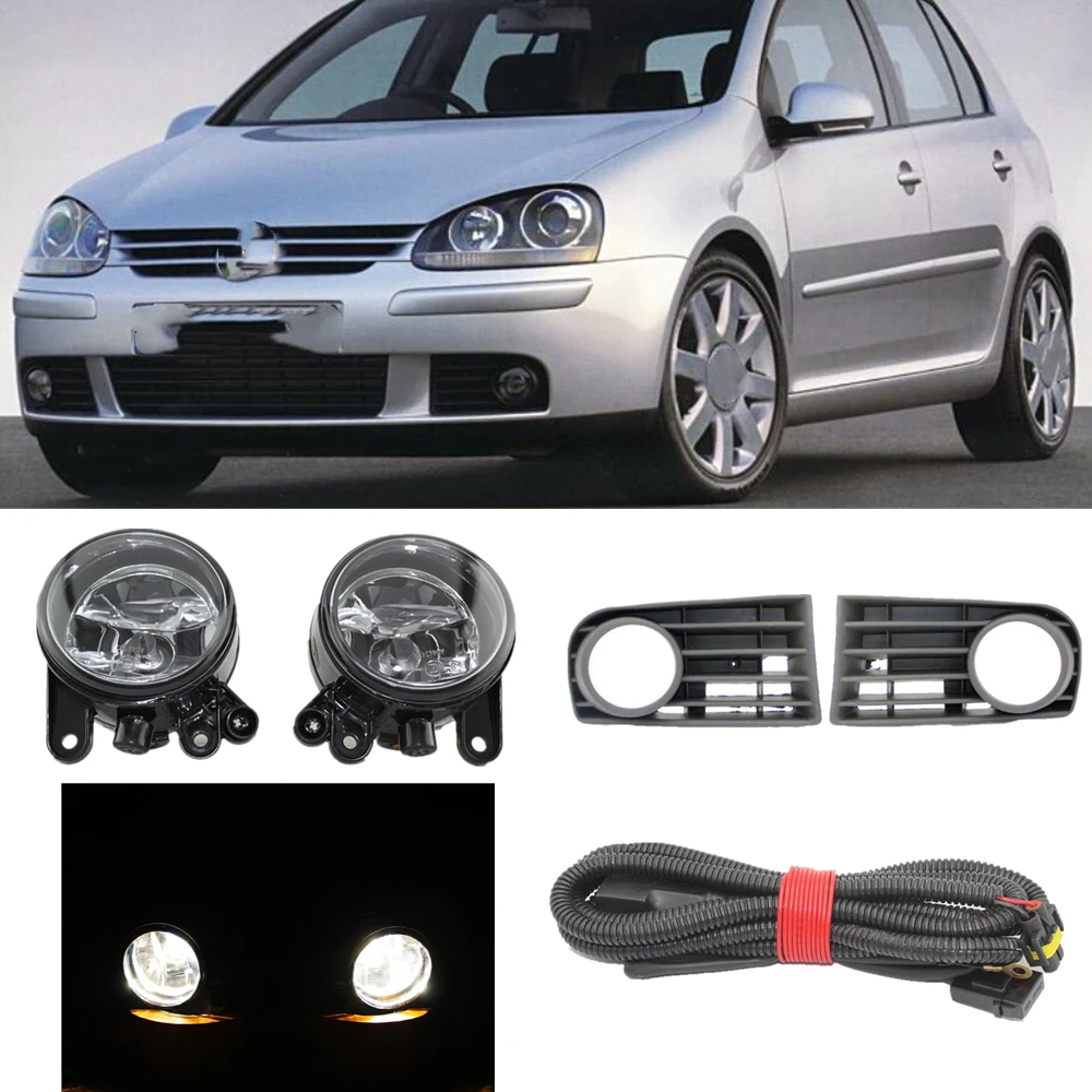 Dla VW Golf 5 A5 MK5 R32 2004 2005 2006 2007 2008 2009 samochodów stylizacji przedni Halogen światło przeciwmgielne samochodu światła przeciwmgielne kratka i drutu