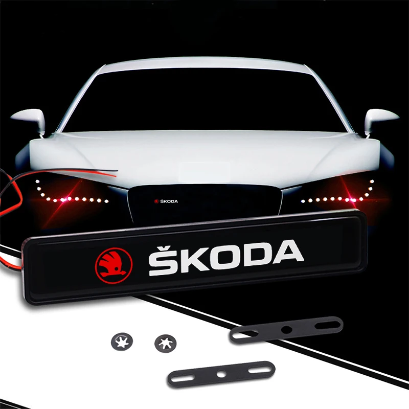 

Car Decorative Light LED Front Hood Grille Emblem Badge Decor for Skoda OCTAVIA RS FABIA KAMIQ KAROQ KODIAQ RAPID SCALA SUPERB