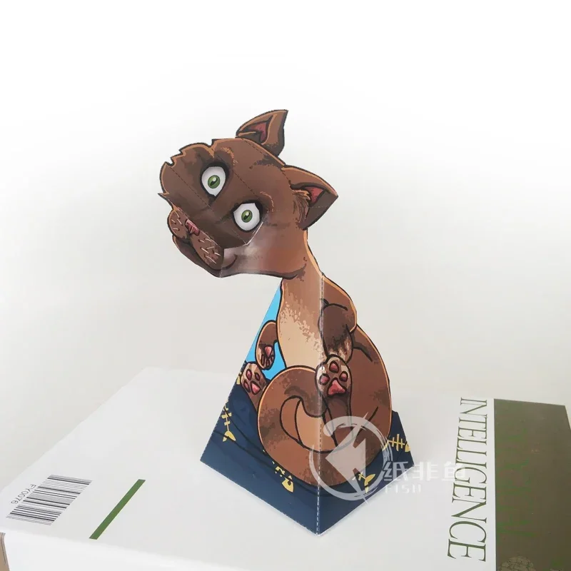 Optical Illusions Brown Cat Ornaments Folding Cute Mini 3D Paper Model Papercraft DIY Kids Adult Handmade Craft Toys ER-082