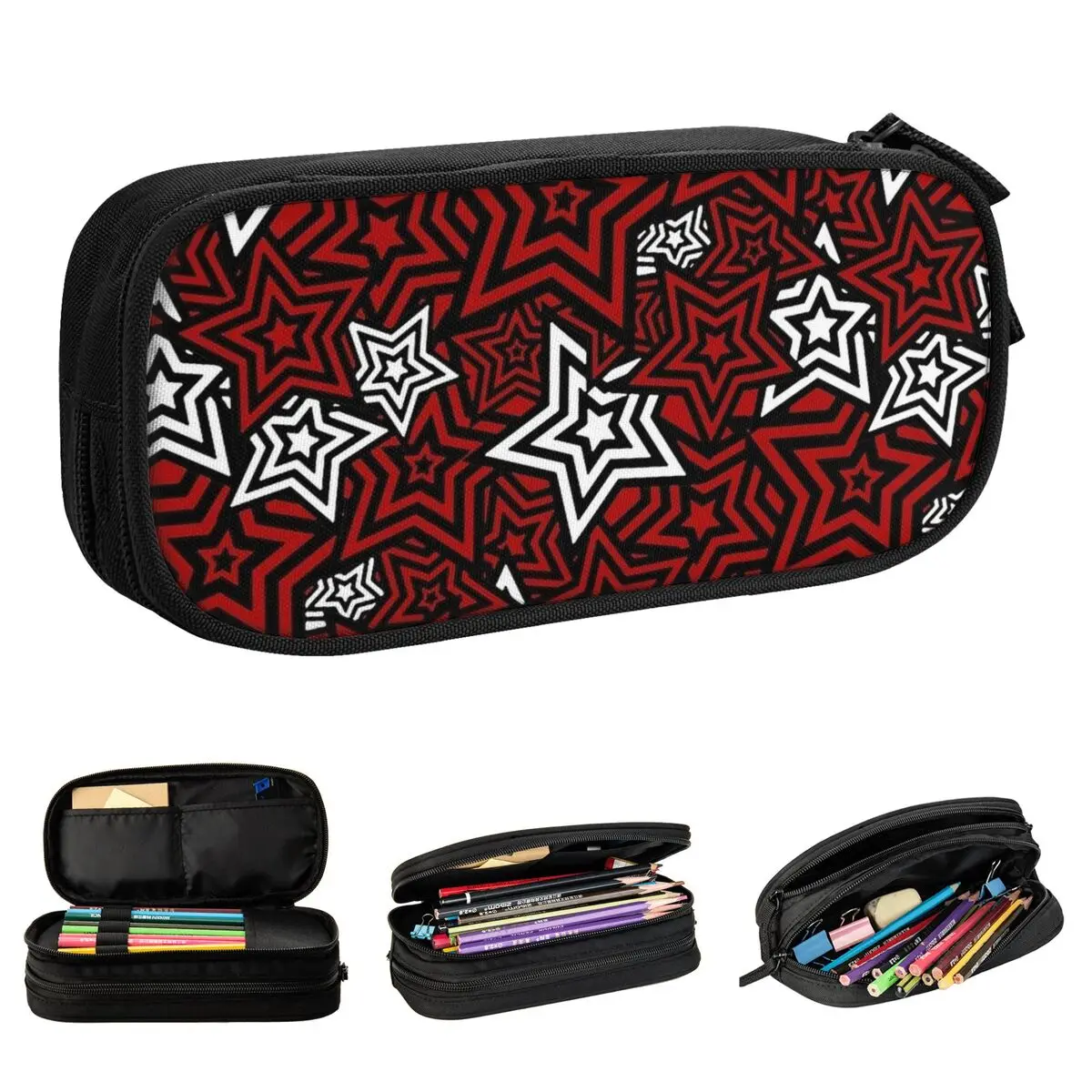 persona 5 royal phantom zipper pencil case anime pen box bags ladrao estrela grande capacidade material escolar jogo de moda 01