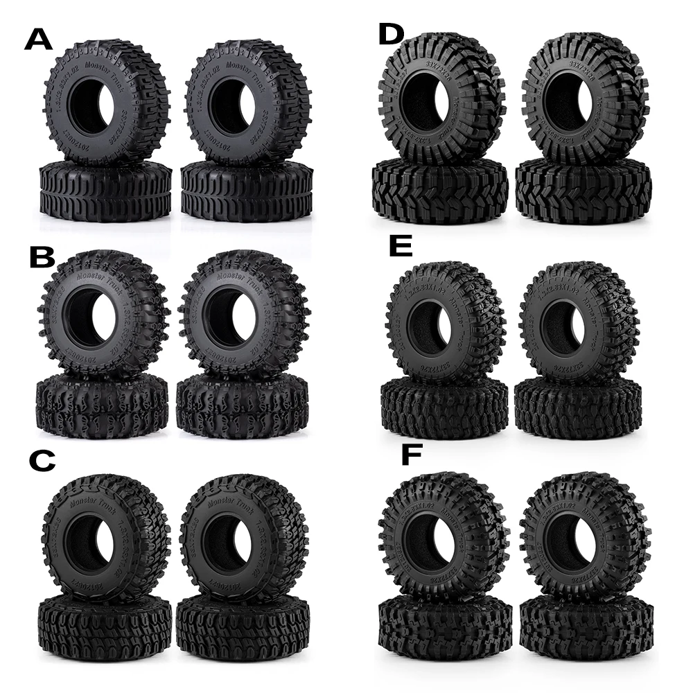 YEAHRUN 4Pcs 1.3" Rubber Tyres Rubber Tires for 1/24  Traxxas TRX4-M RC Car Upgrade Parts
