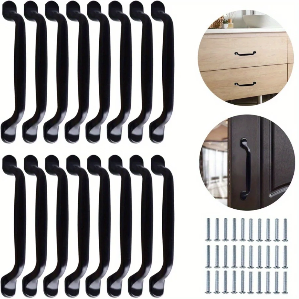 4/8/16 Stück Schrankgriffe mit Schrauben, 128 mm schwarze Zuggriffe für Schränke, Griff für Schlafzimmermöbel, Tür, Schublade
