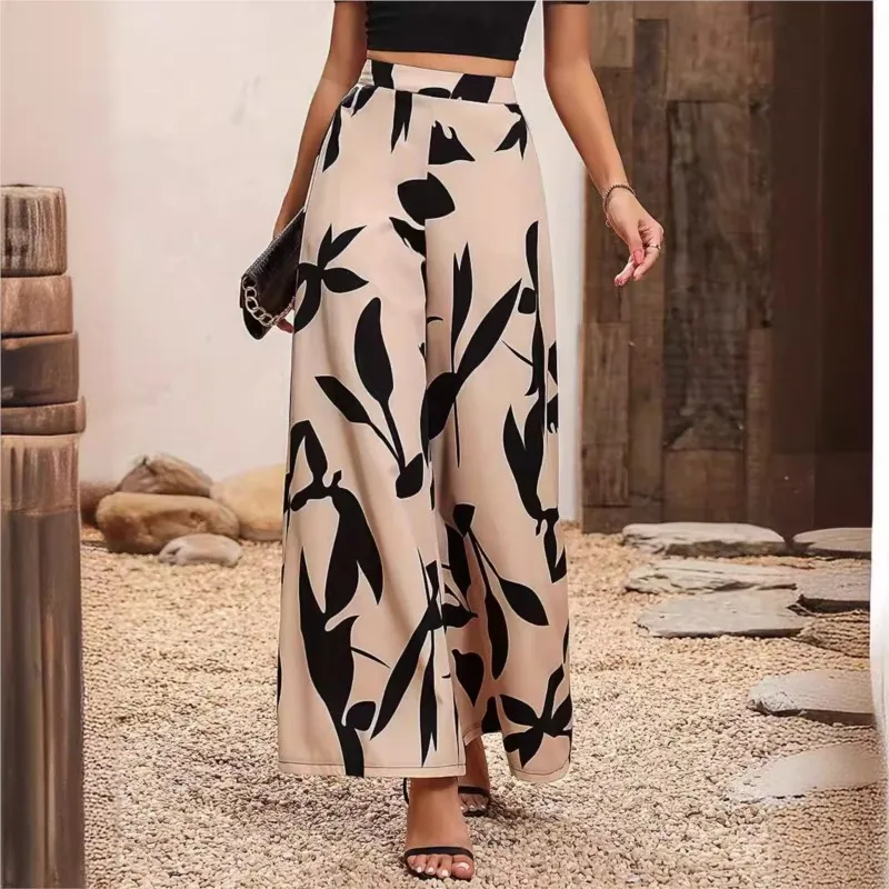 Women\'s Loose Wide Leg Pants Plus Size Geometric Print Full Body Print Fashion Elegant High Waisted Wide Leg Pant Women Clothing