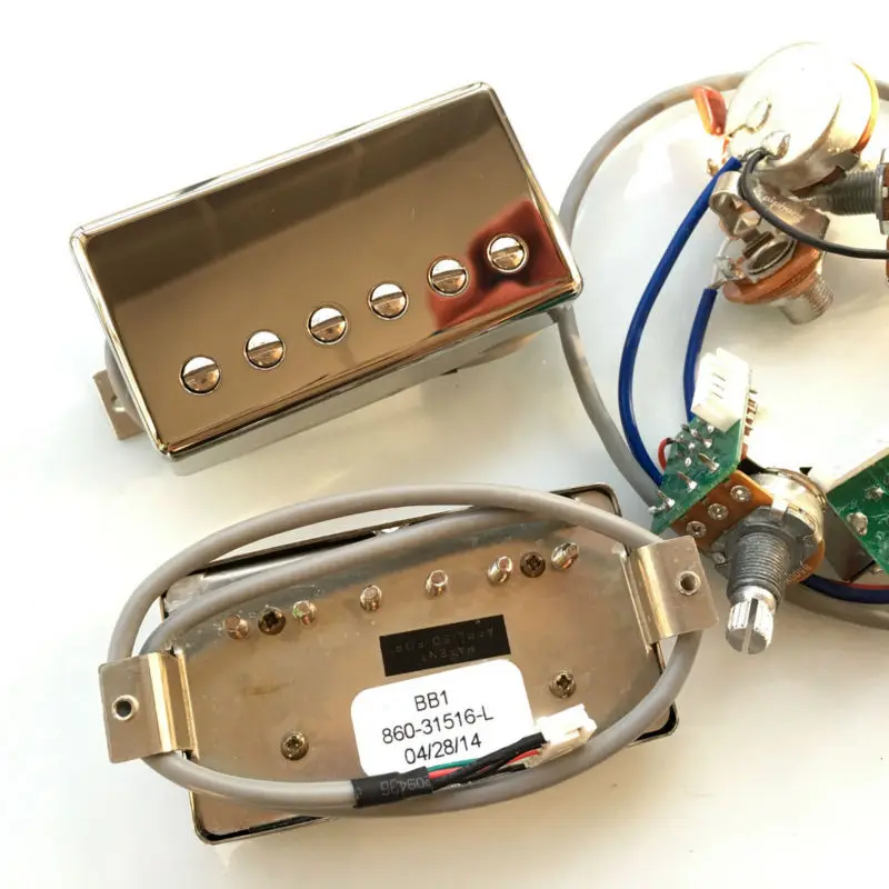 1 Set  Electric Guitar Humbucker Pickups with Pro Wiring Harness  BB1  BB2 BB Series Nickel Cover silver Made In USA