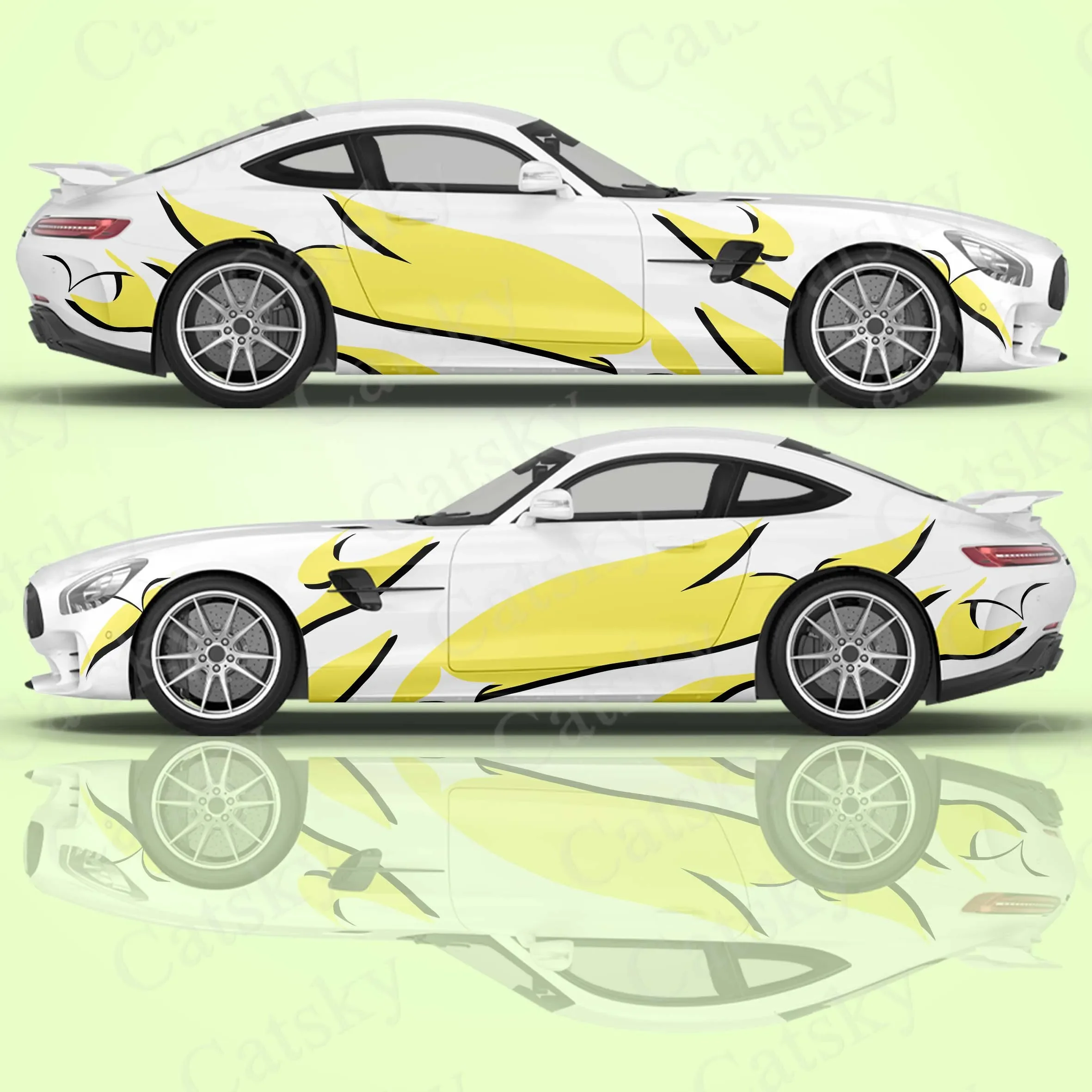 

Автомобильная наклейка с цветным узором пламени, боковая автомобильная пленка, боковая графика автомобиля, подходит для большинства автозапчастей, виниловая наклейка на автомобиль, наклейка