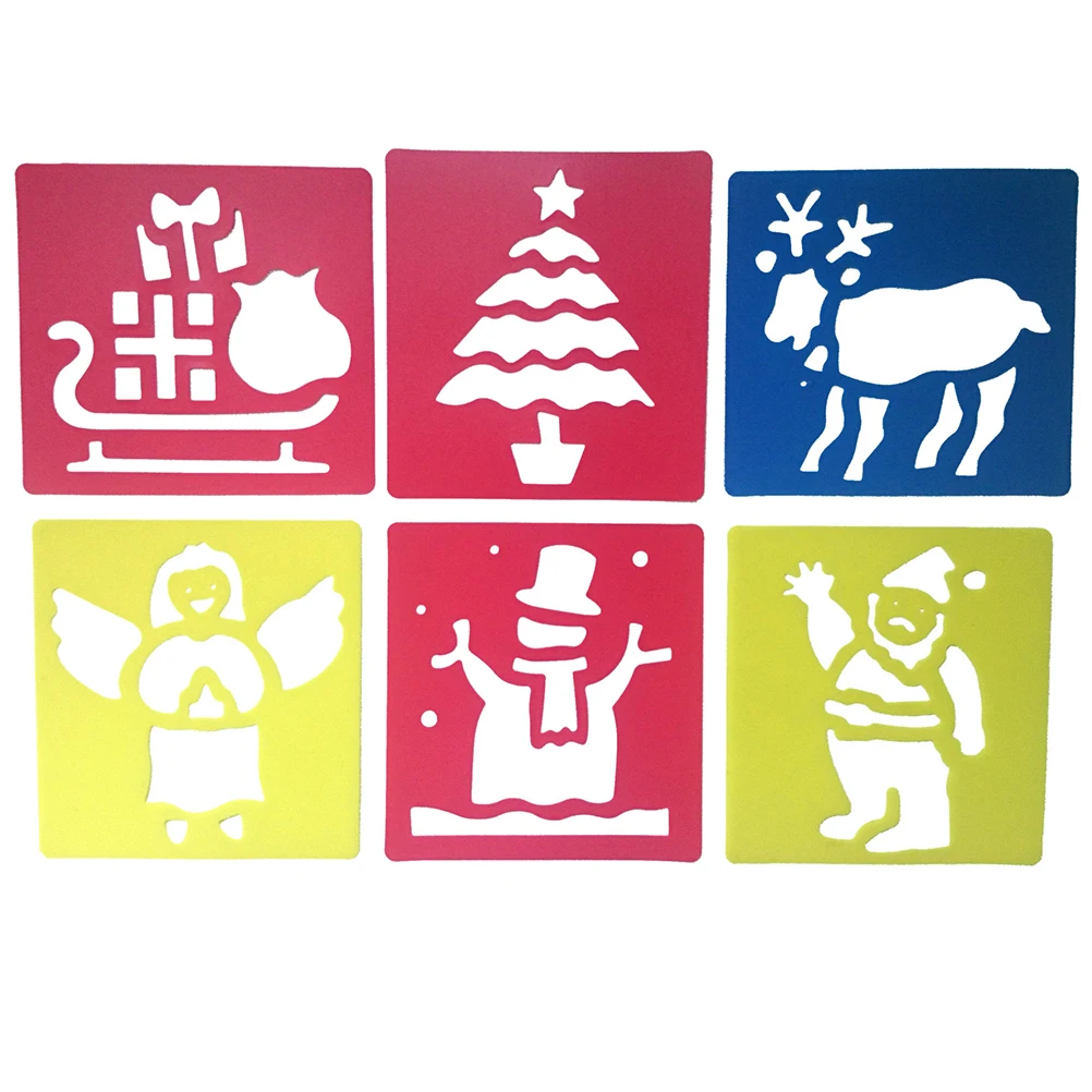 

6Pcs Plastic Drawing Stencils for Kids Painting Creative Crafts School Projects Washable Templates Suitable for Crayon