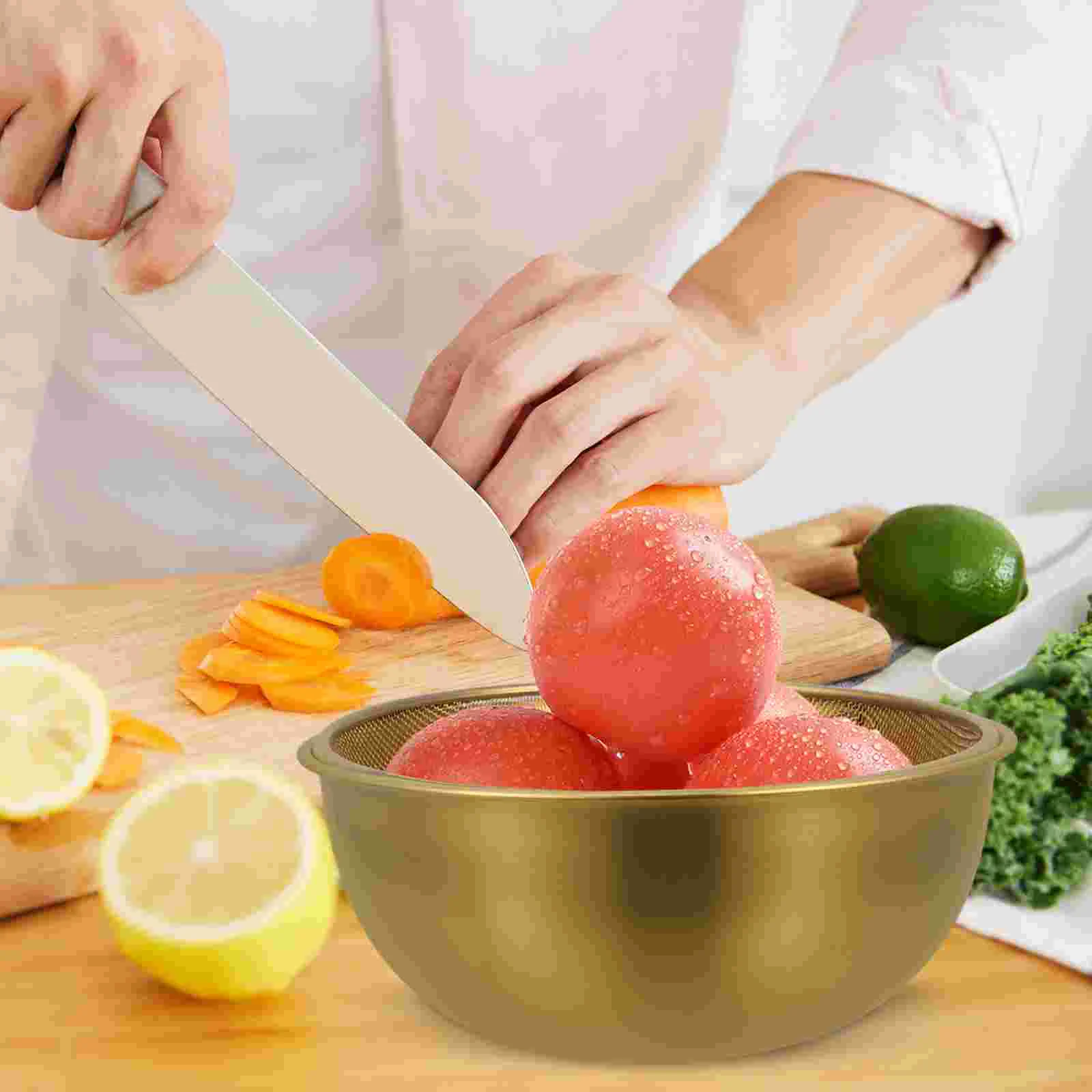 

Stainless Steel Drain Basket Kitchen Basin Rice Washing Artifact Fruit Mesh Colander Vegetable Strainer Spinach