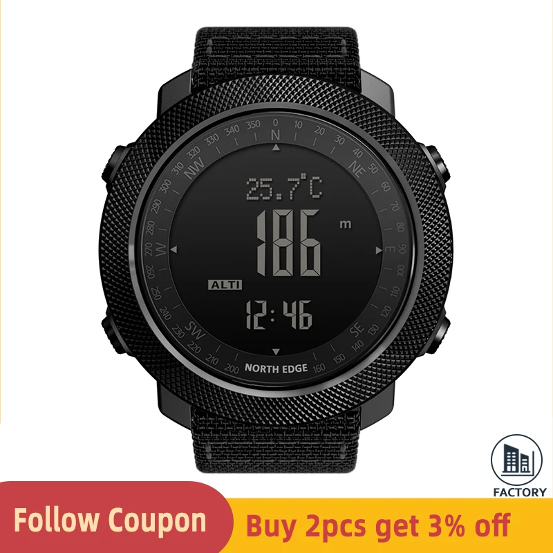 NORTH EDGE Altimeter Barometer Compass Men Digital Watches Sports Running Clock Climbing Hiking Wristwatches Waterproof 50M