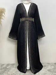 Ramadan Eid Dubai Open Black Muslim Kimono Abaya Damen Turkey Islam Abayas For Women Dress Kebaya Robe Femme Musulmane Kaftan