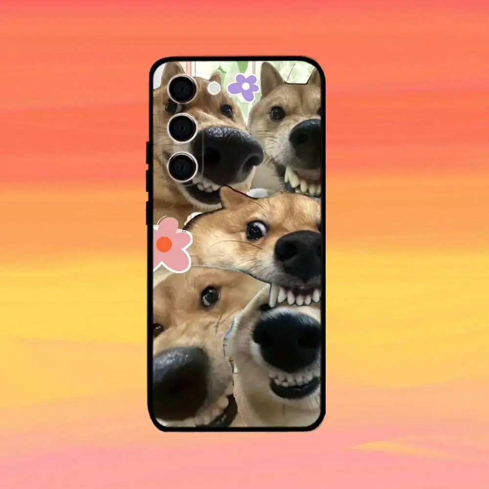Śmieszne etui na telefon z psem Shiba Inu dla Samsung Galaxy A73, A72, A71, A70, A53, A52, A51 i innych modeli, miękka czarna obudowa.