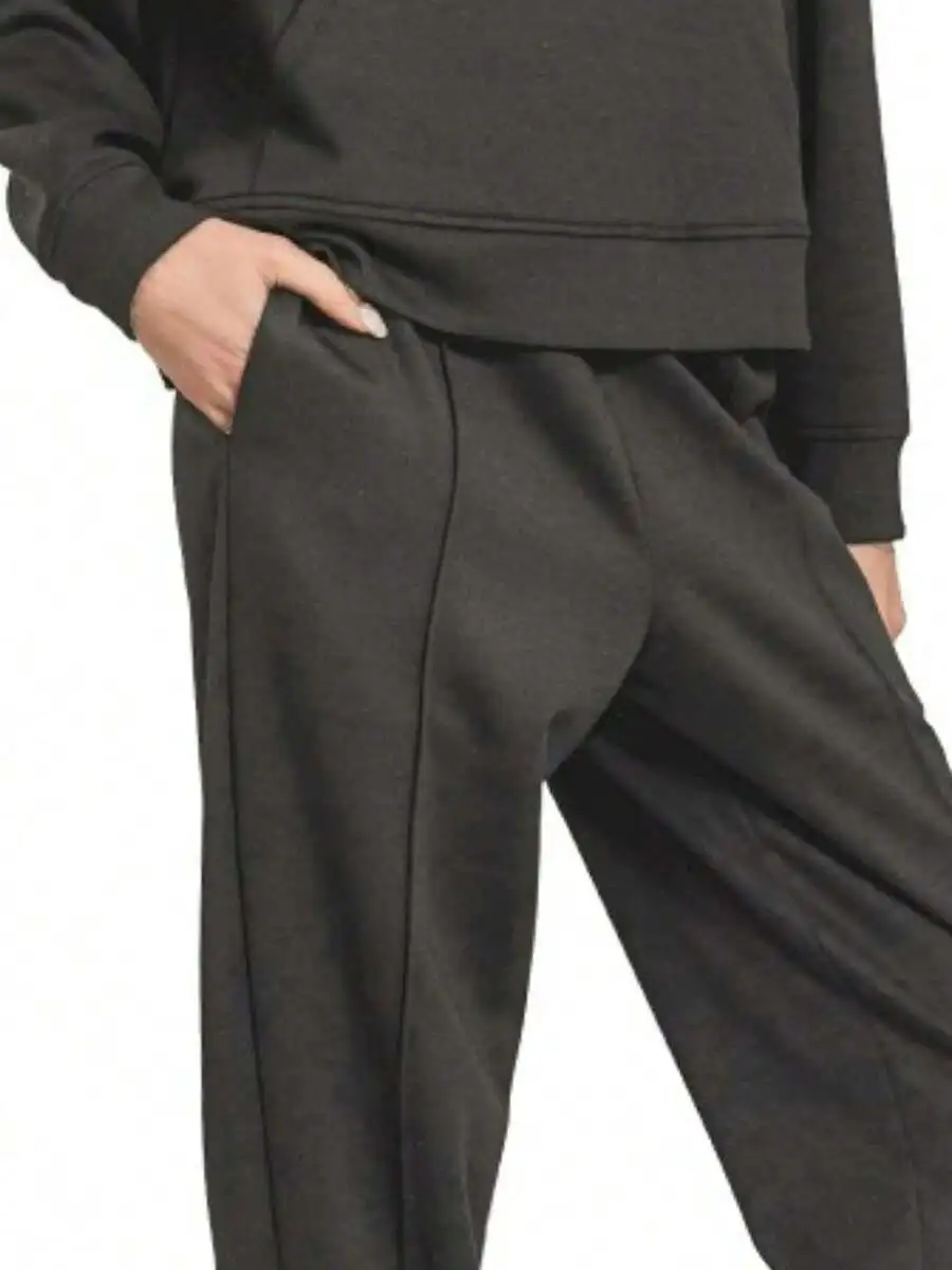 Womens Casual Tracksuit Set Half Zip Pullover Jogger Pants Black Loose Fit Athleisure