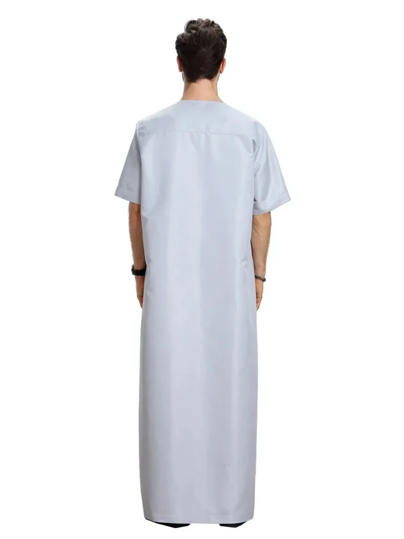 Muslim Jubba Thobe pria Ramadan jubah panjang Kaftan gaun lengan pendek Saudi Lebaran Abaya Dubai Kaftan Arab pakaian Kaftan Timur Tengah