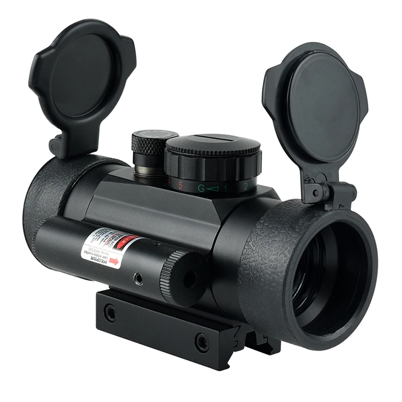 1x40 Cross Sight with Laser Aiming Compact Riflescope Hunting Optics Red/green Dot Illuminated Tactica Scope 11/20mm Rail Mount